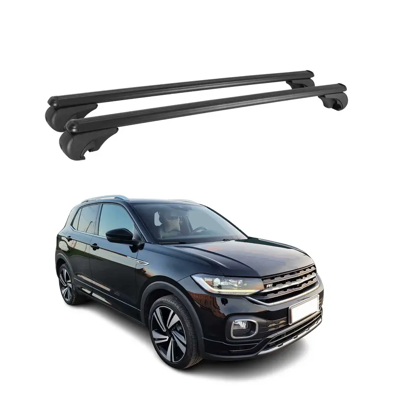 Barres de toit Transversales pour VW T-Cross 2019-2026 Aluminium Noir