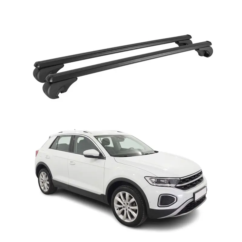 Barres de toit Transversales pour VW T-Roc 2017-2025 TÜV Aluminium Noir 2Pcs