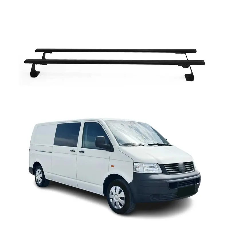 Barres De Toit Transversales Pour VW T5 T6 Transporter tout 2003-2024 Noir 2x