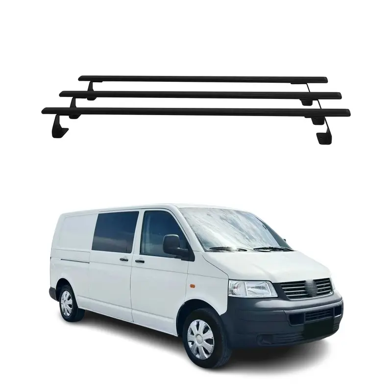 Barres De Toit Transversales Pour VW T5 T6 Transporter tout 2003-2024 Noir 3x