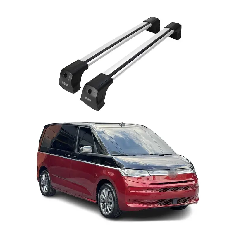 Barres de toit transversales pour VW T7 Multivan 2021-2026 Aluminium Gris 2 Pcs
