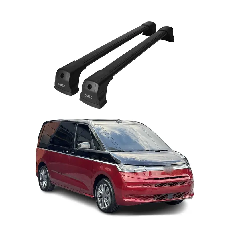Barres de toit transversales pour VW T7 Multivan 2021-2026 Aluminium Noir 2 Pcs