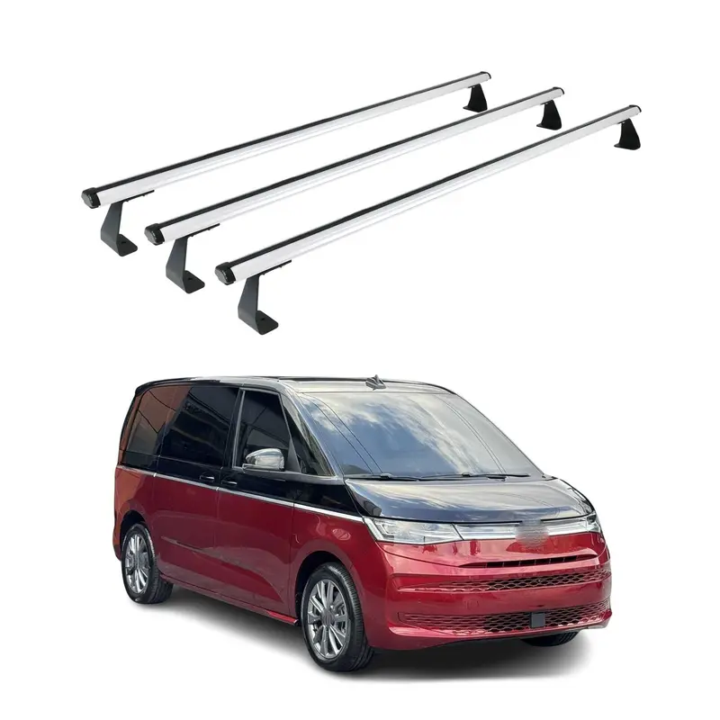 Barres de toit transversales pour VW T7 Multivan 2021-2026 Aluminium Noir 3Pcs