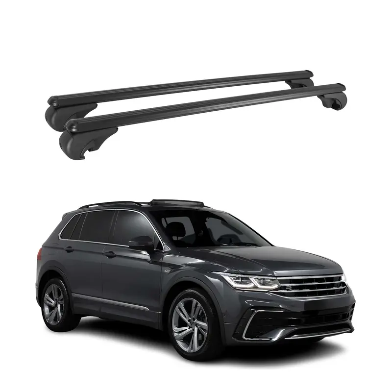 Barres de toit Transversales pour VW Tiguan mk2 2016-2024 Aluminium Noir