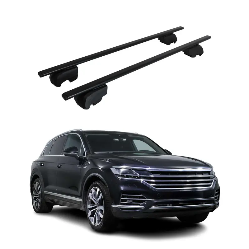 Barres de toit Transversales pour VW Touareg III 2018-2024 Pre-FL Acier Noir ABE
