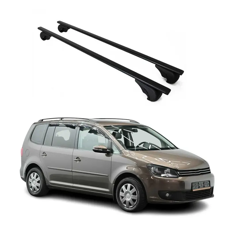 Barres de toit Transversales pour VW Touran 2003-2015 Acier Noir