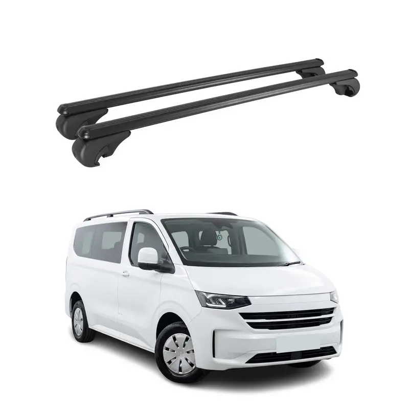Barres de toit Transversales pour VW Transporter T7 2024-2026 TÜV Alu Noir 2x