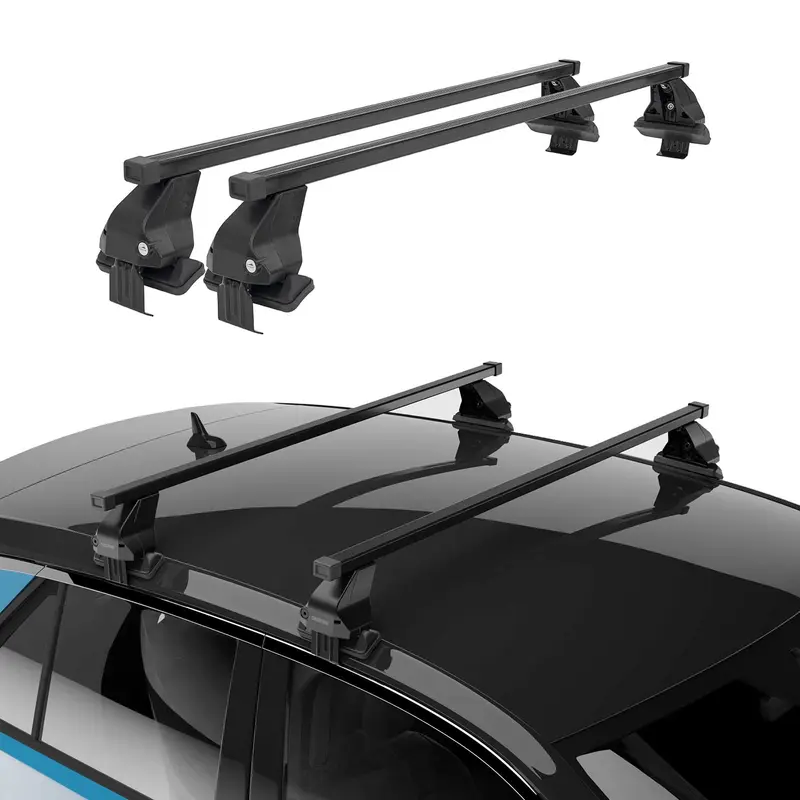 Barres Transversales Menabo pour Opel Crossland X 2020-2024 Noir Acier 2Pcs