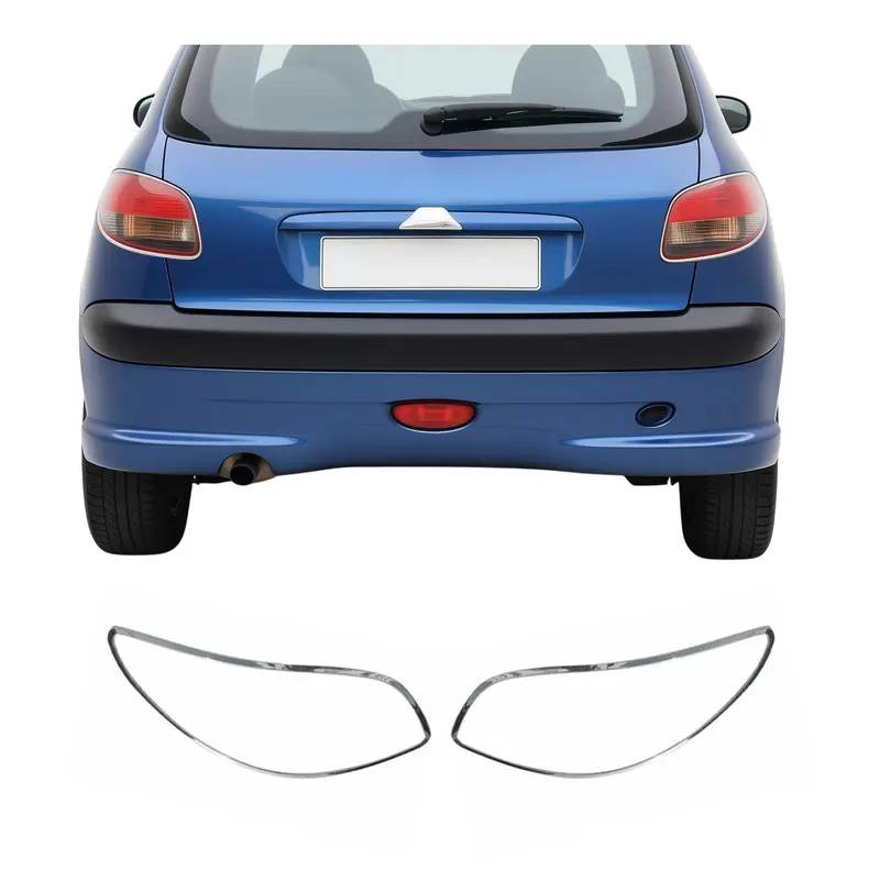 Cadre De Feu Stop Arrière pour Peugeot 206 1998-2010 ABS Chromé 2 Pcs
