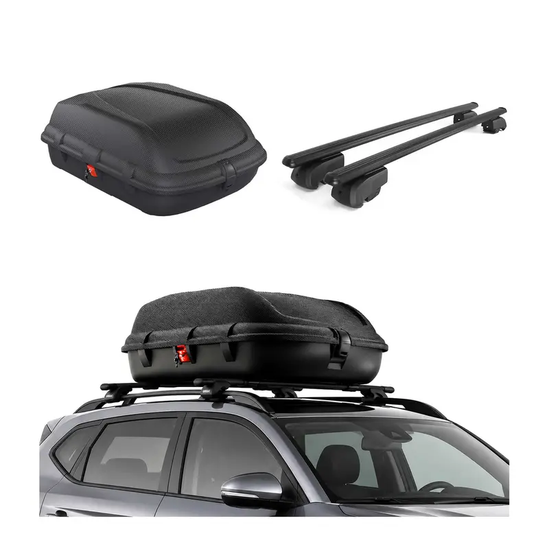 Coffre de Toit 270L + Alu Barres de Toit pour Fiat Tipo Cross 2020-2026 Noir