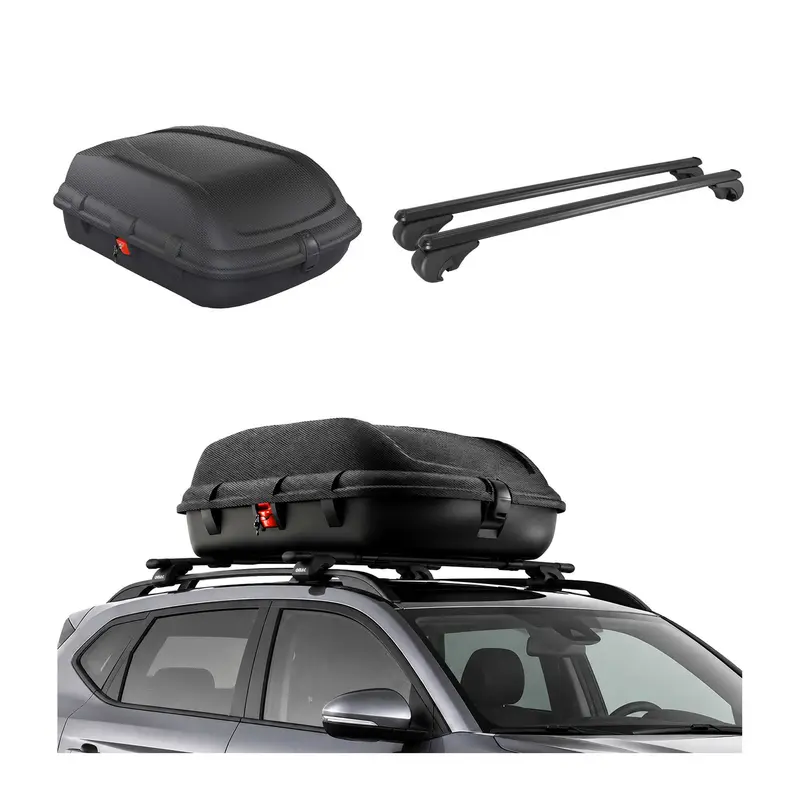 Coffre de Toit 270L + Alu Barres de Toit pour Mini Cooper F55 2014-2023 Noir
