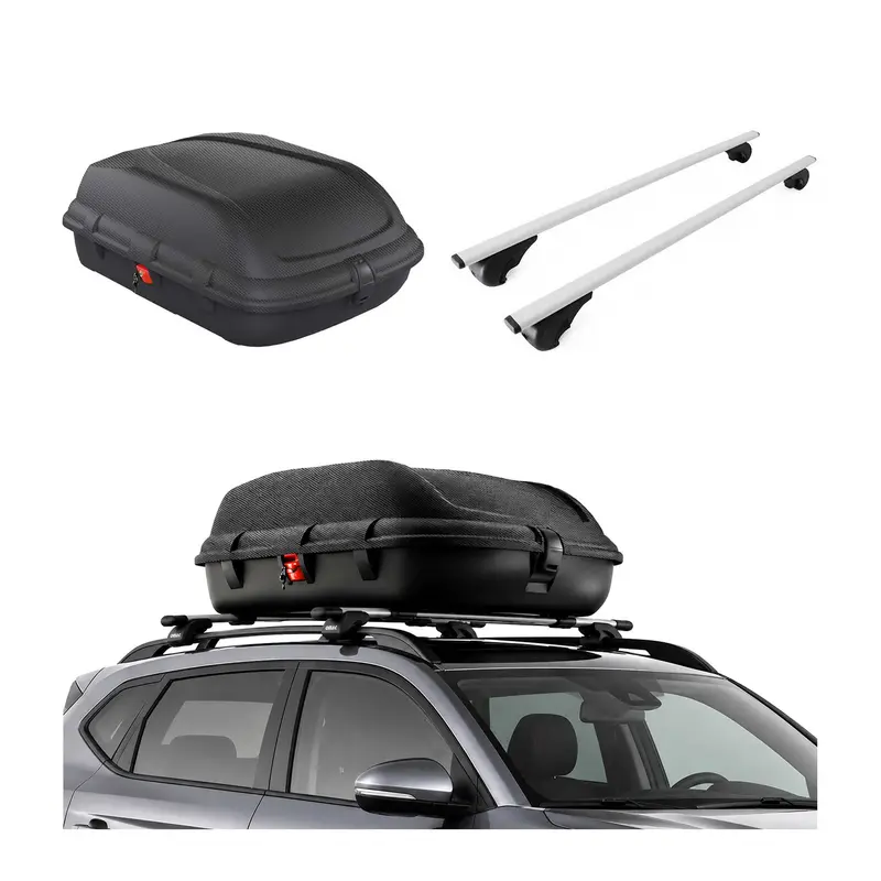 Coffre de Toit 270L + Barres de Toit pour Dacia Sandero I 2008-2012 Gris