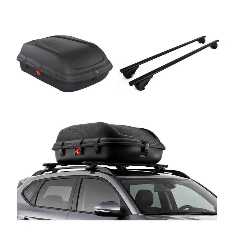 Coffre de Toit 270L + Barres de Toit pour VW Polo mk3 Break 1994-2002 Noir