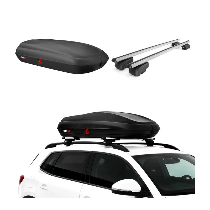 Coffre de Toit 320L + Alu Barre de Toit pour Mercedes Classe C S205 2014-21 Gris