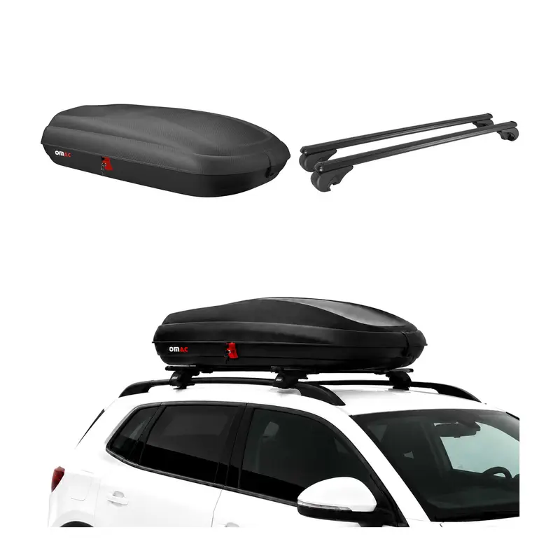 Coffre de Toit 320L + Alu Barres de Toit pour Seat Ateca 2016-2026 Noir