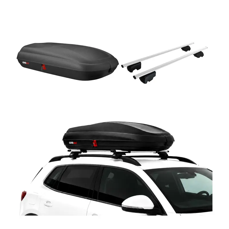 Coffre de Toit 320L + Barres de Toit pour Mercedes Classe C S205 2014-2021 Gris