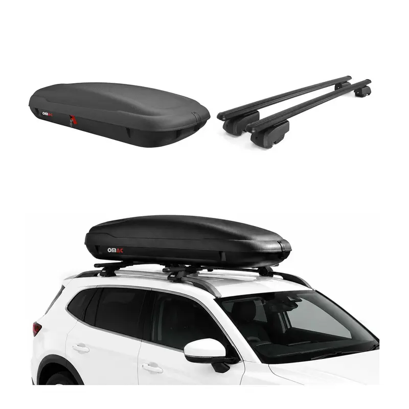 Coffre de Toit 400L + Alu Barres de Toit pour Audi A4 B9 Avant 2016-2025 Noir