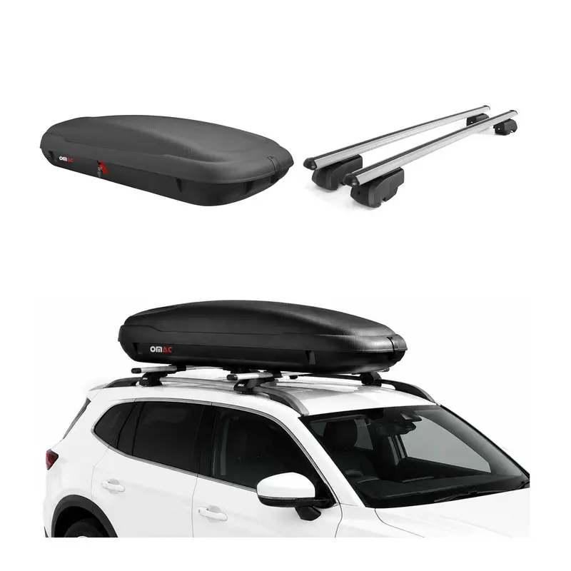 Coffre de Toit 400L + Alu Barres de Toit pour Ford Kuga III 2019-2026 Gris