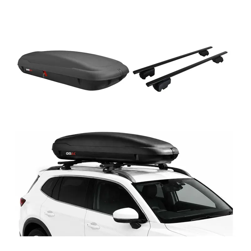 Coffre de Toit 400L + Barres de Toit pour Mercedes Classe C S205 2014-2021 Noir