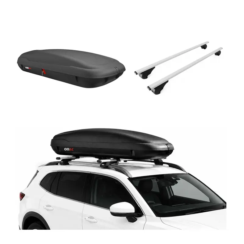 Coffre de Toit 400L + Barres de Toit pour Seat Ateca 2016-2026 Gris