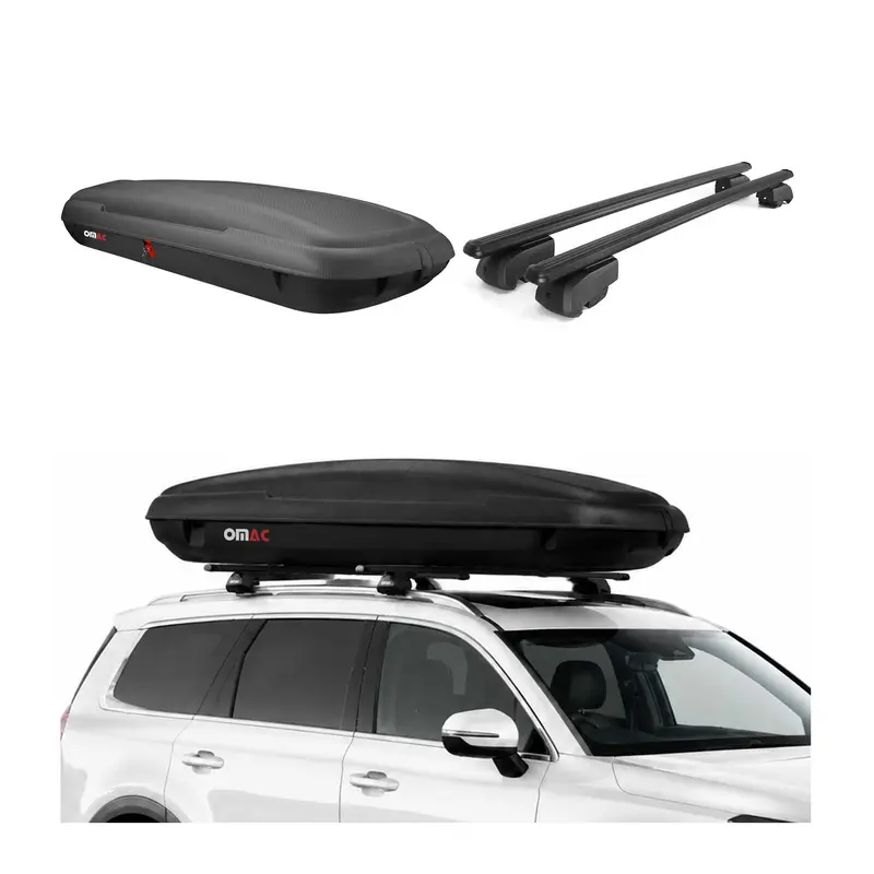 Coffre de Toit 480L + Alu Barres de Toit pour Audi A4 B9 Avant 2016-2025 Noir