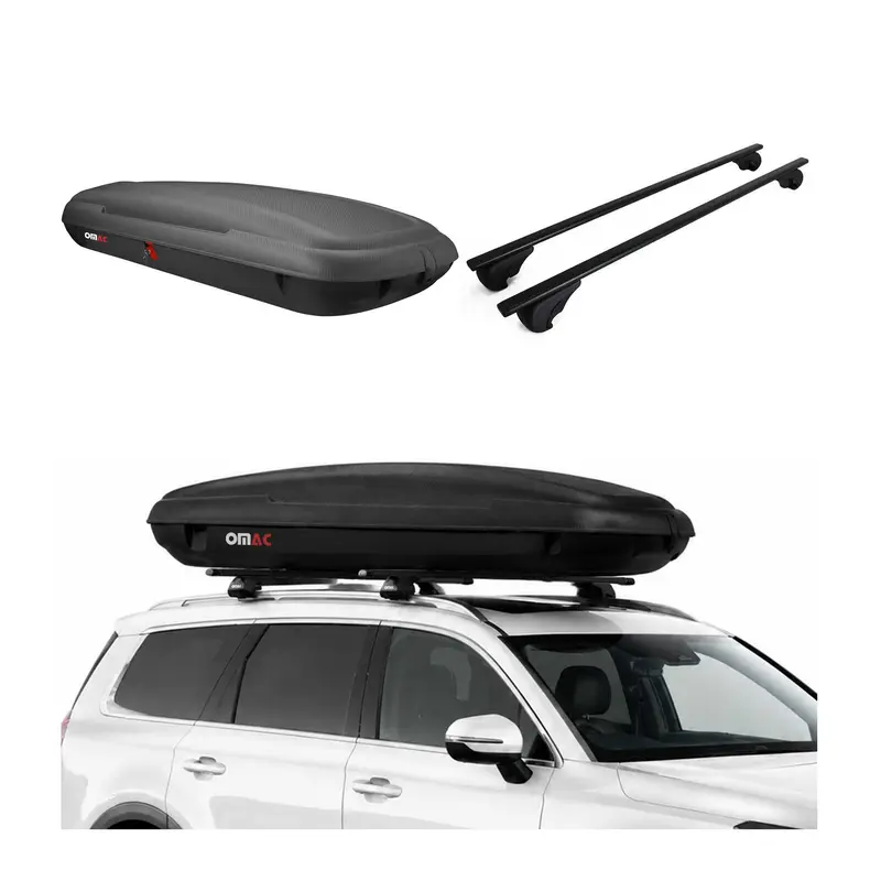 Coffre de Toit 480L + Barres de Toit pour Ford Kuga II Titanium 2012-2019 Noir