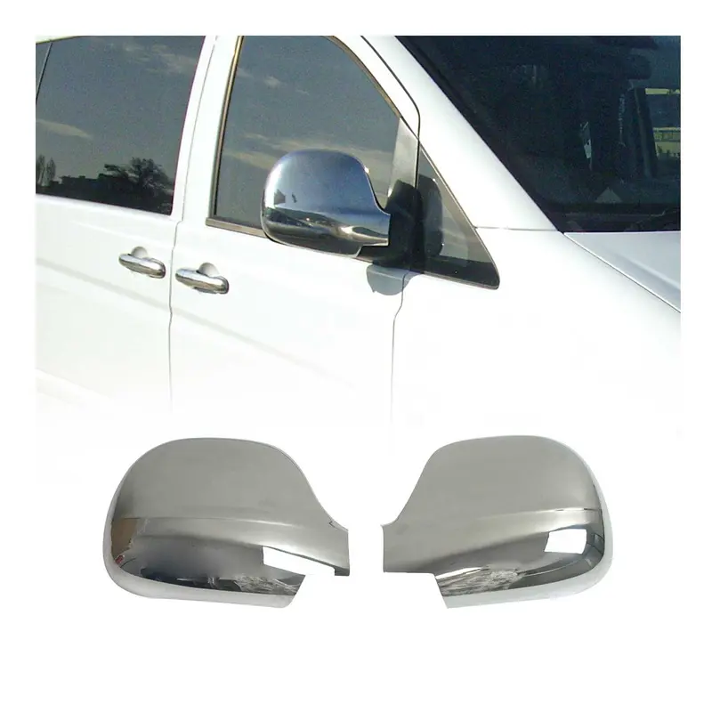 Coques de Rétroviseurs pour Mercedes Vito VW639 2003-2010 en Acier Chromé Argent