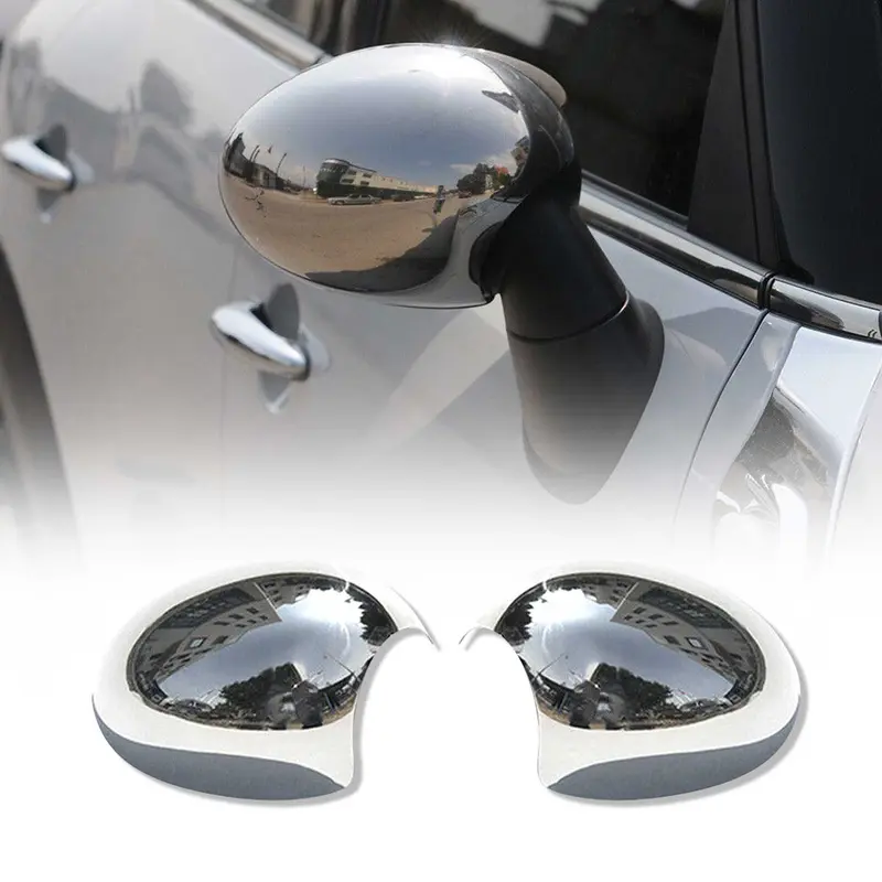 Coques de Rétroviseurs pour Mini One Cooper Clubman R55 en Acier Chromé Argent