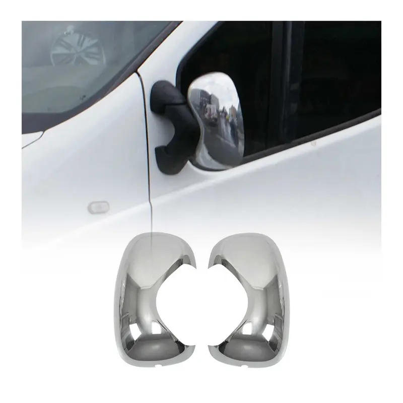 Coques de Rétroviseurs pour Opel Vivaro A 2001-2014 en Acier Chromé Argent