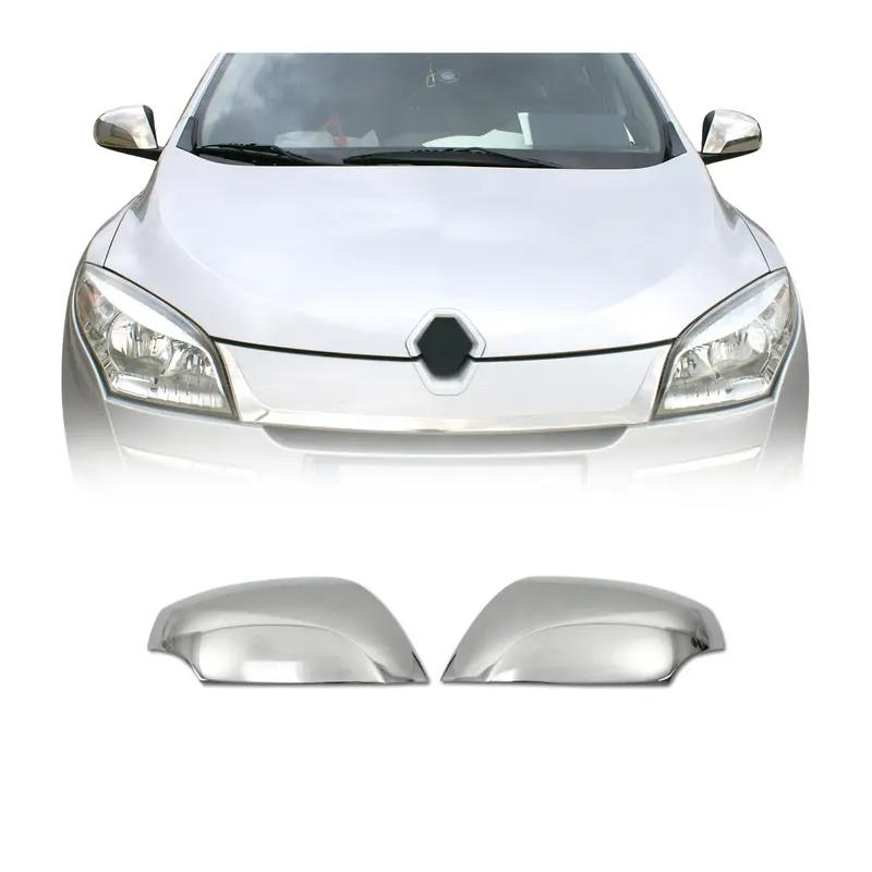 Coques de Rétroviseurs pour Renault Megane 2008-2015 en Acier Chromé Argent
