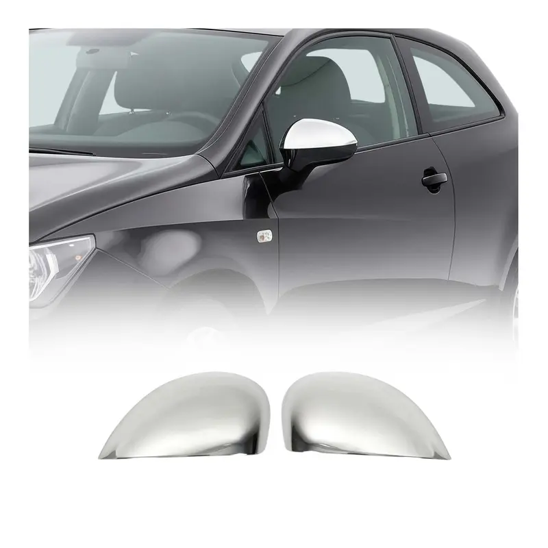 Coques de Rétroviseurs pour Seat Ibiza IV 2009-2016 en Acier Chromé Argent