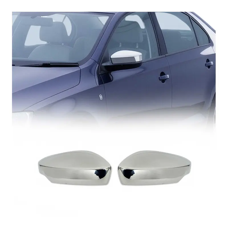 Coques de Rétroviseurs pour Skoda Rapid Berline 2012-2019 en Acier Chromé Argent