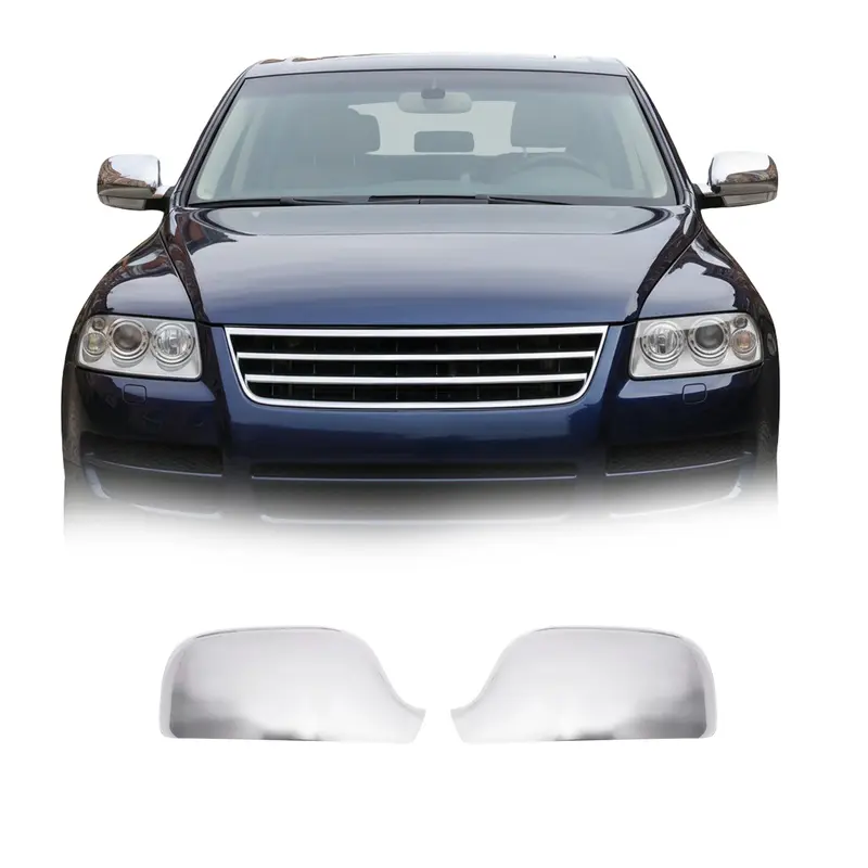 Coques de Rétroviseurs pour VW Touareg I 2002-2010 2x Acier Inox Chromé