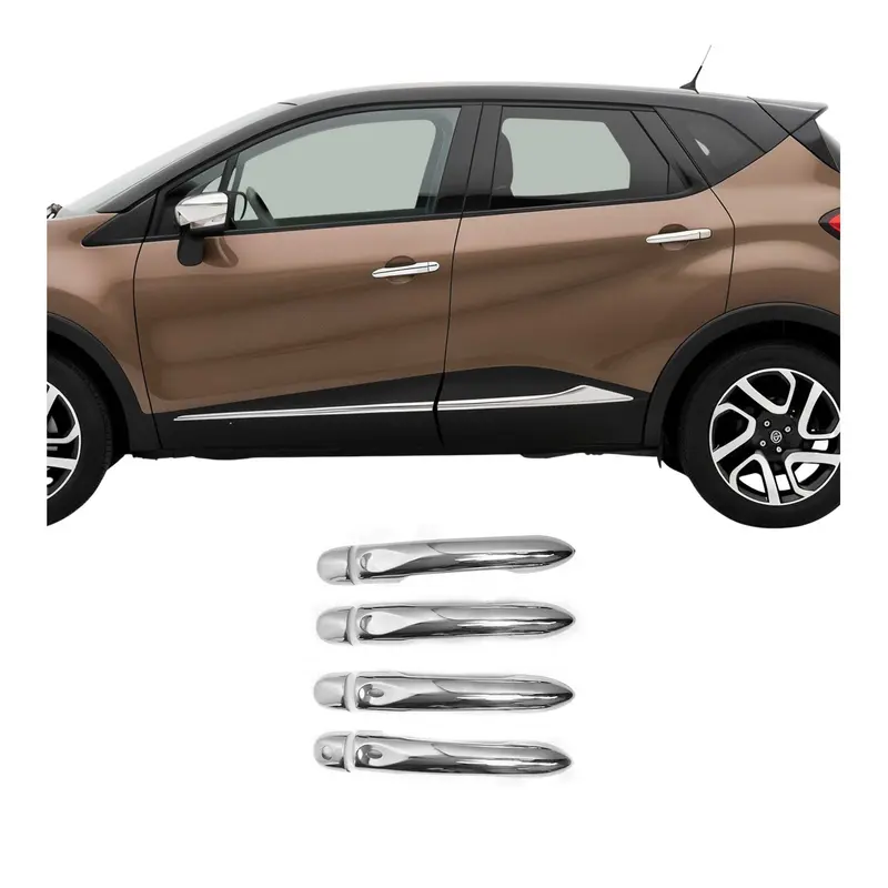 Couverture de poignée de porte pour Renault Captur I 2013-19 Acier Sans clé 8Pcs