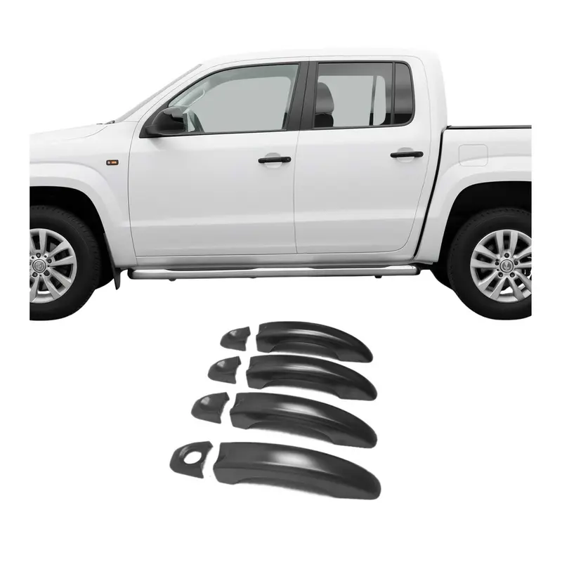 Couverture de poignée de porte pour VW Amarok 2010-2021 en Acier Inox Foncé 8Pcs