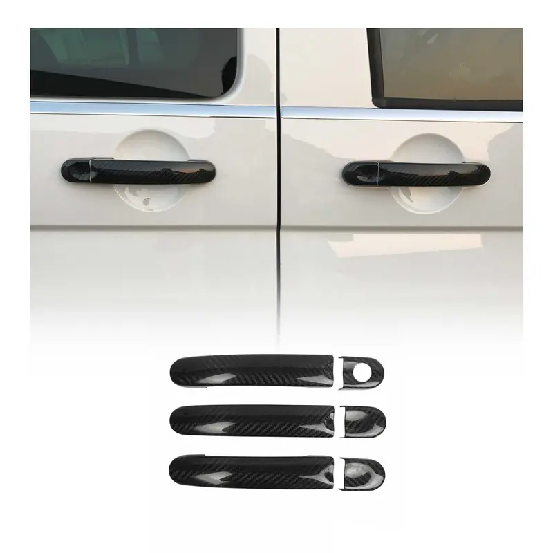 Couverture de poignée de porte pour VW Caddy 2003-2015 Carbone Noir 6Pcs