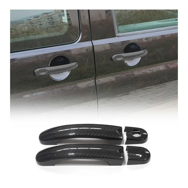 Couverture de poignée de porte pour VW Transporter T5 2003-2015 Carbone Noir 4x