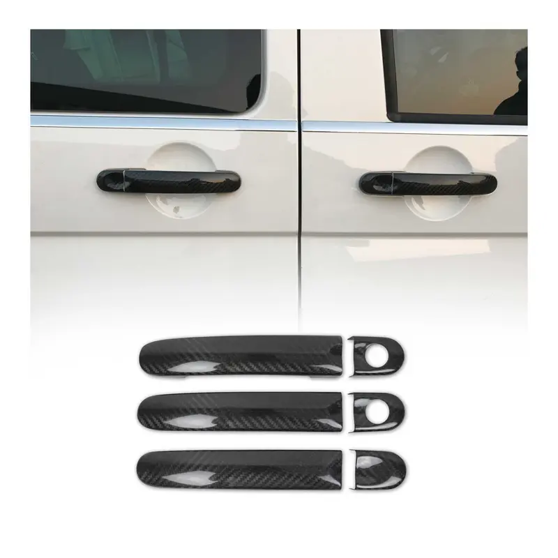 Couverture de poignée de porte pour VW Transporter T5 2003-2015 Noir Carbone 6x