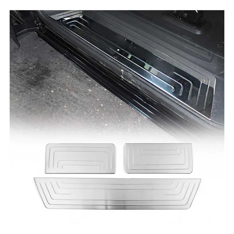 Couverture de Seuil de porte pour VW T6 T6.1 2015-2024 inox chromé Brossé 3 Pcs