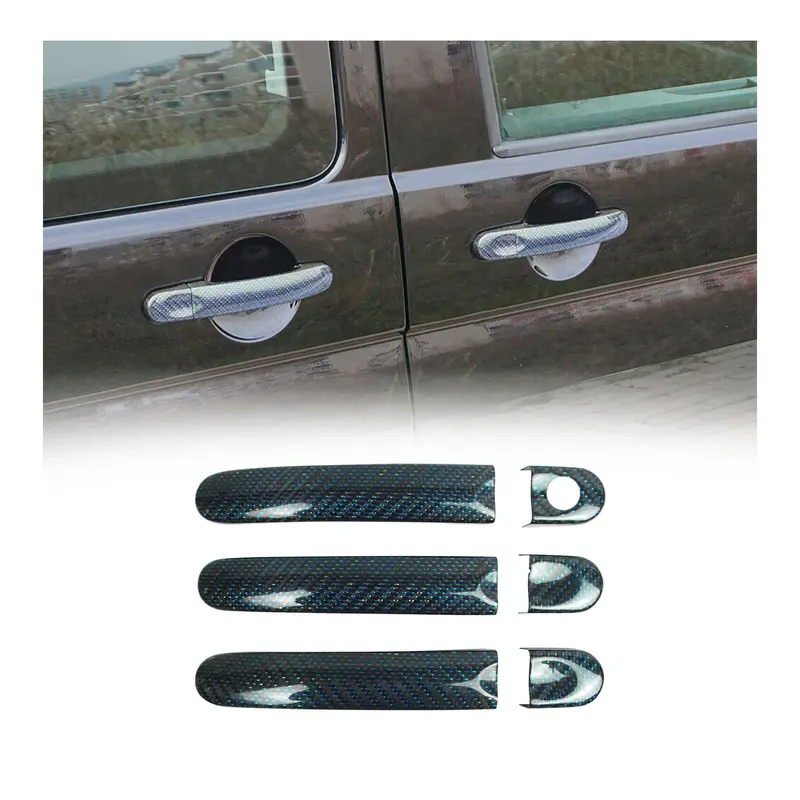 Couverture Poignée de porte pour VW Multivan T5 2003-2015 3Portes carbone bleu