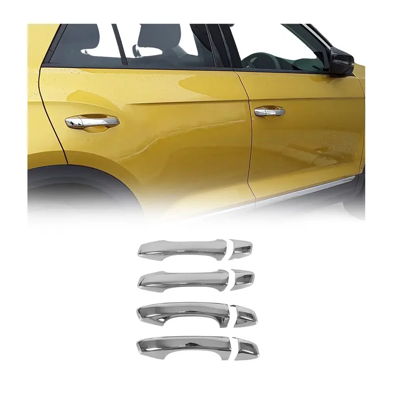 Couverture Poignée de porte pour VW T-Roc 2017-2025 4 Portes chrome acier 8Pcs
