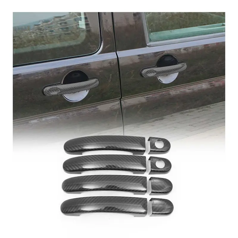 Couverture poignée de porte pour VW T6 T6.1 tout 2015-24 H2 4Portes Carbone 8Pcs