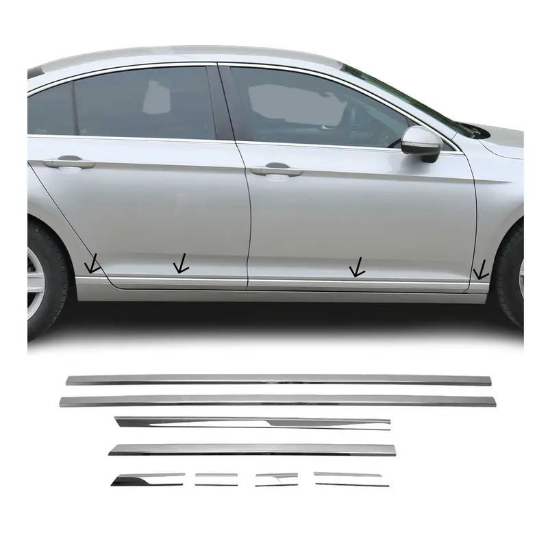Garniture Baguette de porte latérale pour VW Passat B8 Berline 2015-19 inox 8Pcs