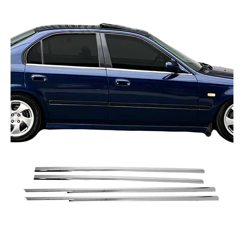 Garniture de Fenêtre pour Honda Civic 6 Berline 1998-2002 Chromé Acier Inox 4x