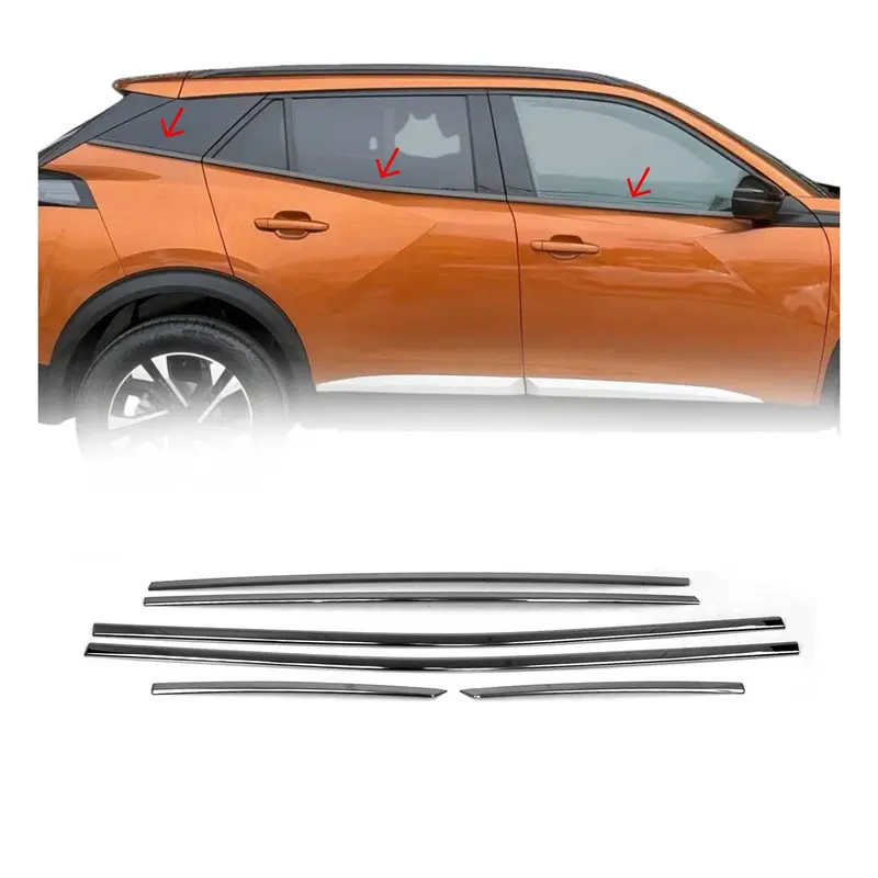 Garniture de Fenêtre pour Peugeot 2008 SUV 2019-2026 Acier Inox Foncé 6Pcs