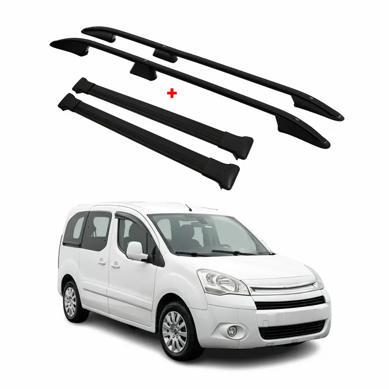 Kit Barres de toit pour Citroen Berlingo 2008-2018 Alu Noir L1 Empattement Court