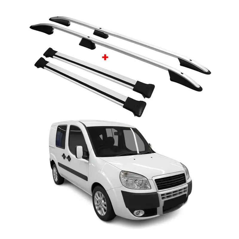 Kit Barres de toit pour Fiat Doblo I 2000-2010 Alu Gris L1 Empattement Court 4x