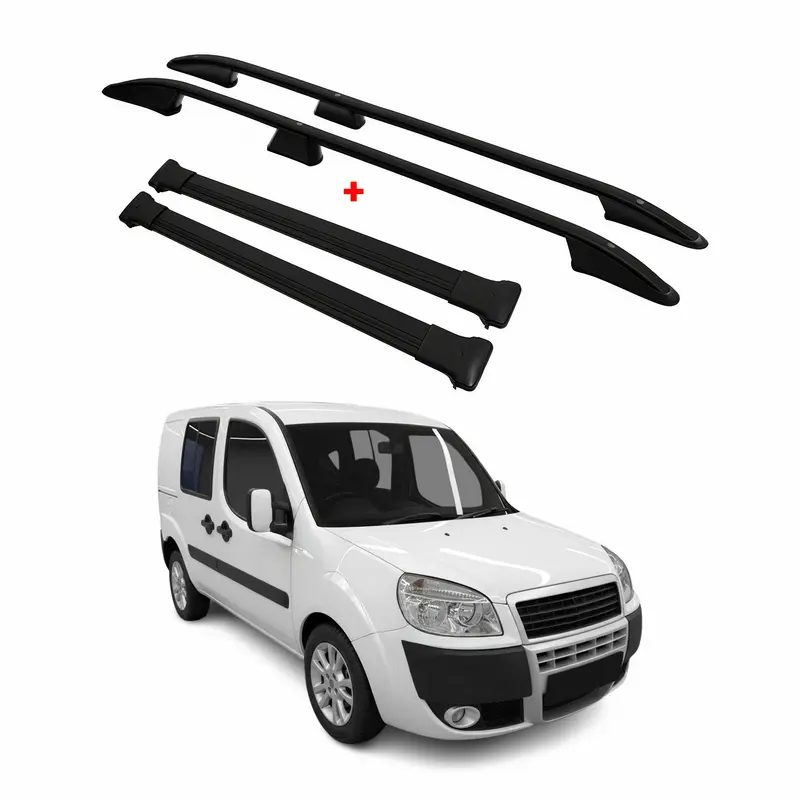 Kit Barres de toit pour Fiat Doblo I 2000-2010 Alu Noir L1 Empattement Court 4x
