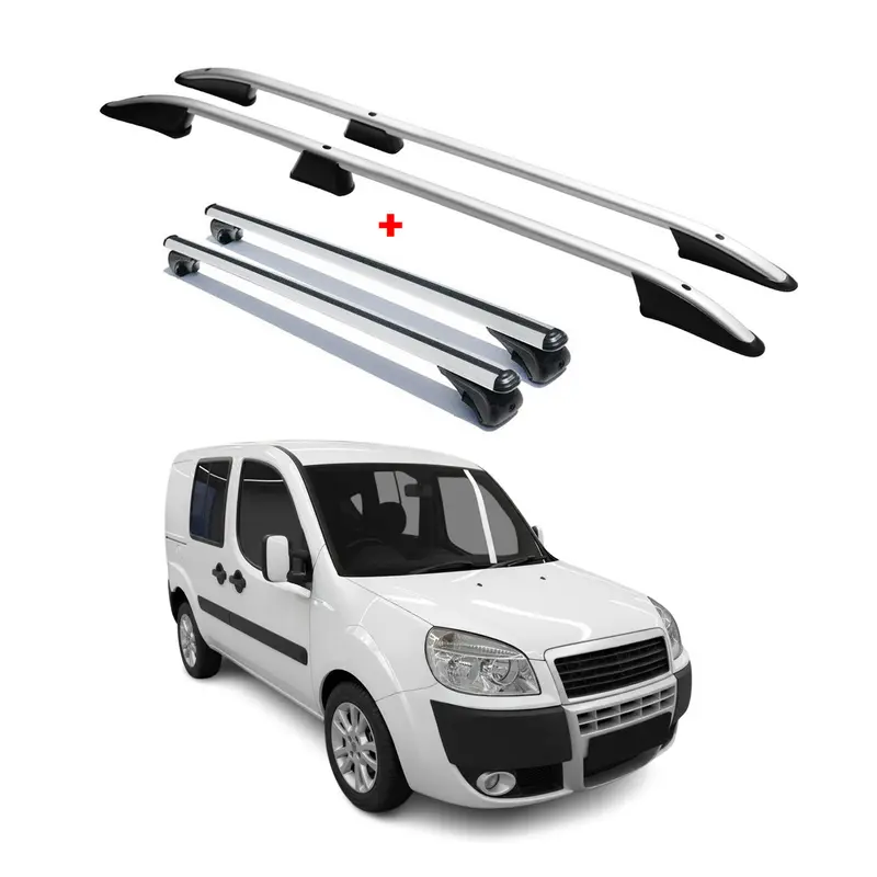 Kit Barres de toit pour Fiat Doblo I 2000-2010 L1 Empattement Court Alu Gris 4x