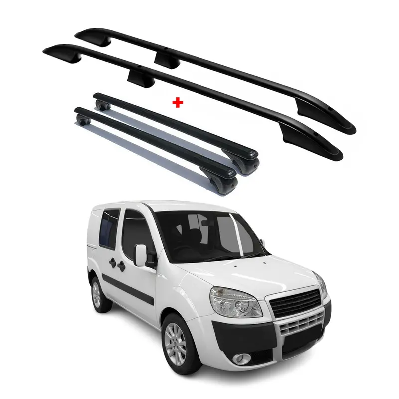 Kit Barres de toit pour Fiat Doblo I 2000-2010 L1 Empattement Court Alu Noir 4x